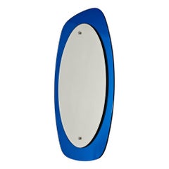 Blue oval bevelled mirror – Italy 1950