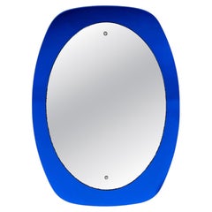 Blue oval bevelled mirror – Italy 1950
