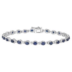 Blue Oval Cut Sapphire Tennis Bracelet 5 Carats