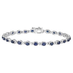 Bracelet tennis en saphir bleu taille ovale de 5 carats