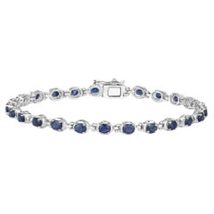 Blue Oval Cut Sapphire Tennis Bracelet 5 Carats