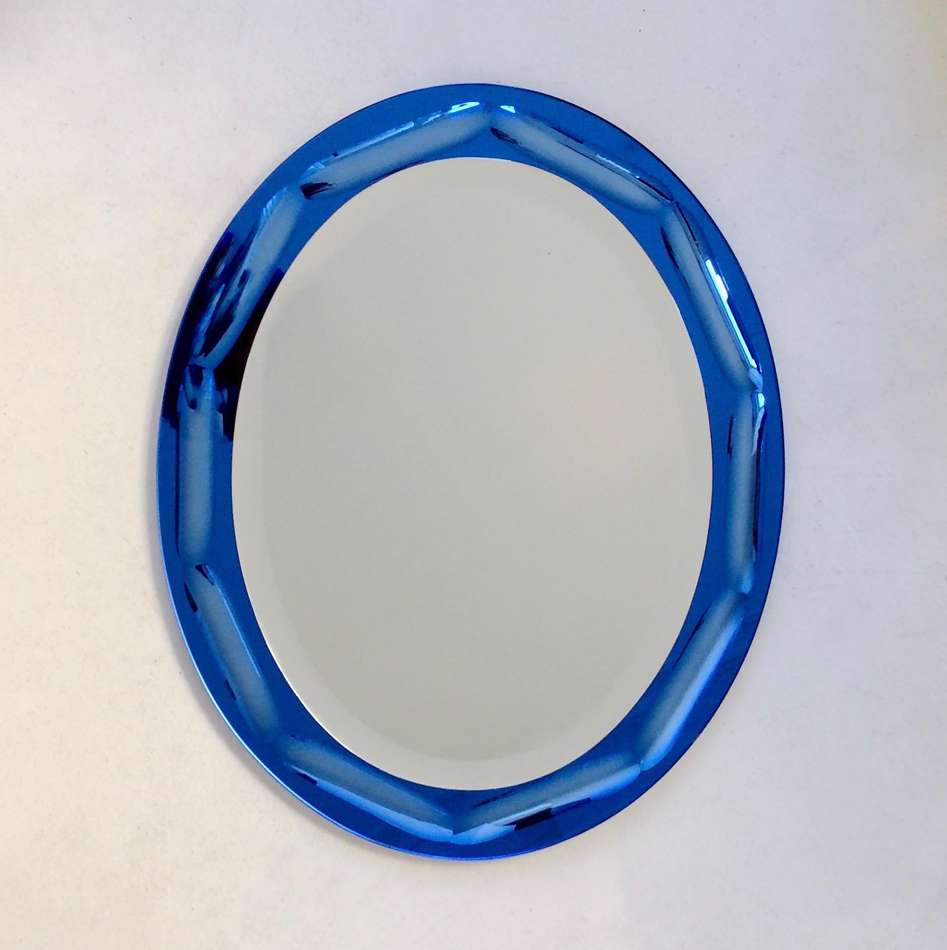 Blue Oval Mirror by Antonio Lupi, circa 1960, Italy 5