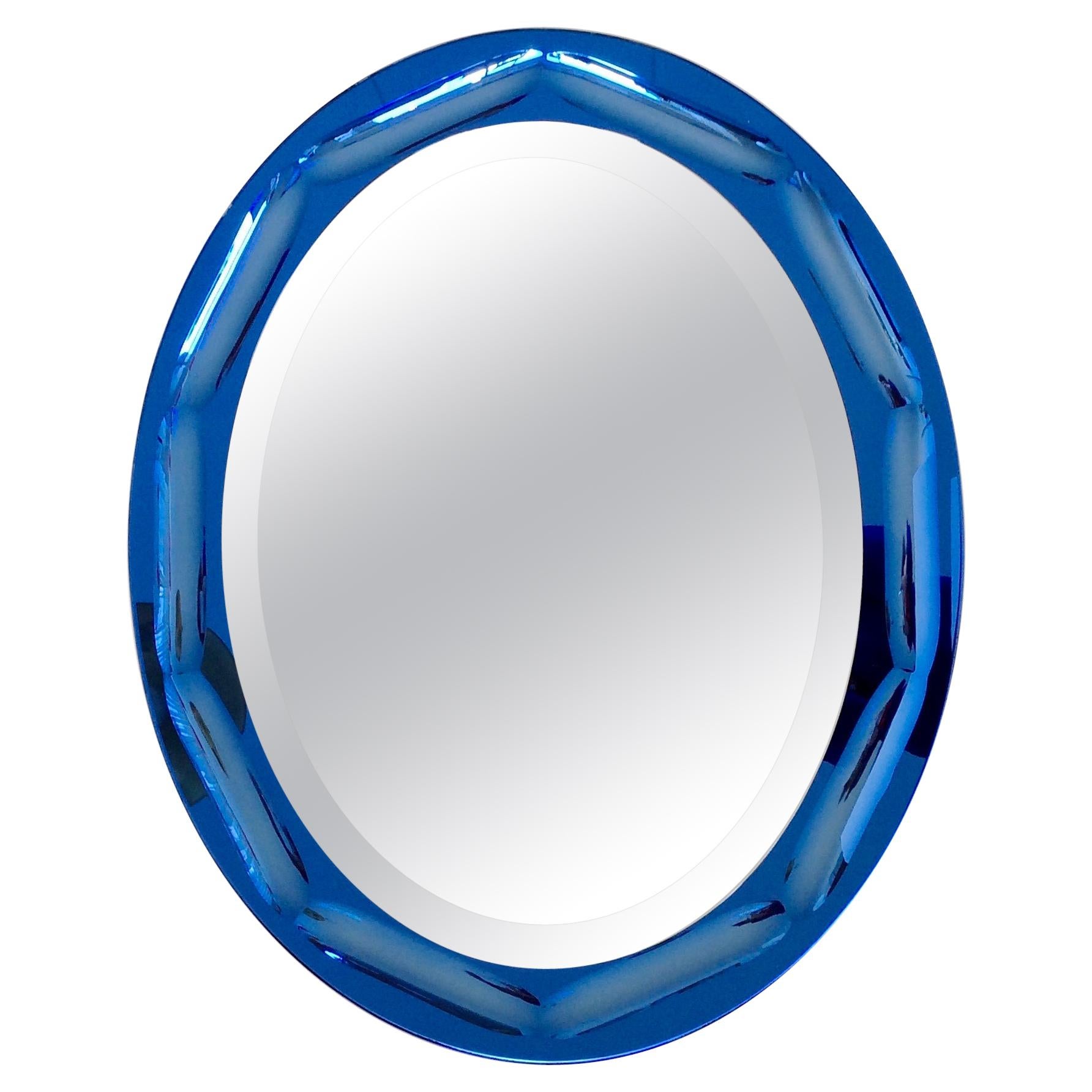 Blue Oval Mirror by Antonio Lupi, circa 1960, Italy