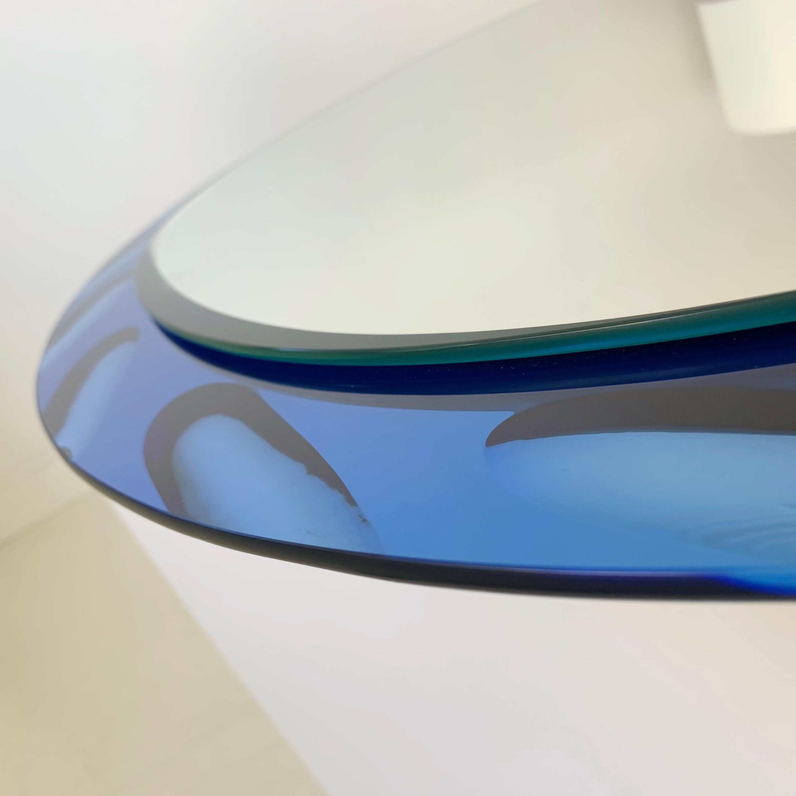 Blue Oval Mirror by Cristal Arte circa 1960, Italy 5