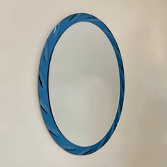 Blue Oval Mirror by Cristal Arte circa 1960, Italy