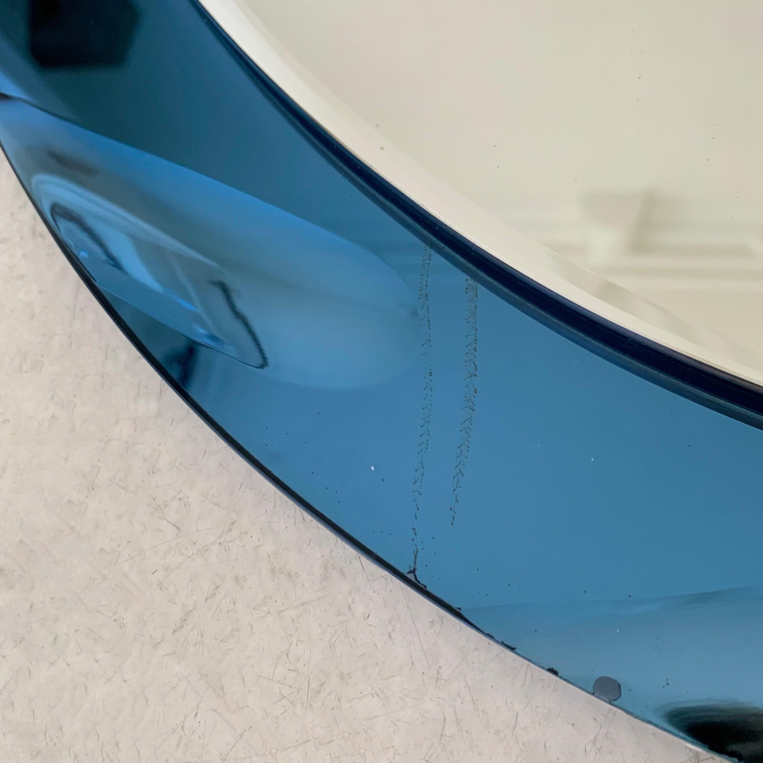 Miroir ovale bleu par Cristal Arte circa 1960, Italie en vente 1