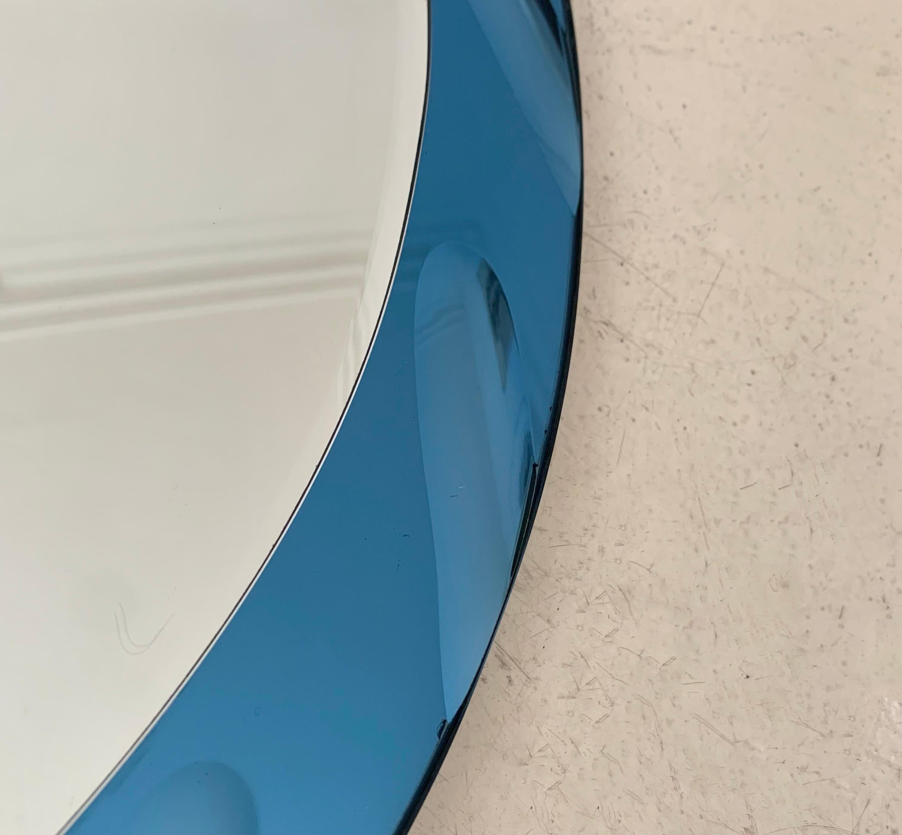 Miroir ovale bleu par Cristal Arte circa 1960, Italie en vente 2