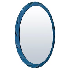 Blue Oval Mirror by Cristal Arte circa 1960, Italy