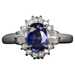 Blue Oval Sapphire Platinum Ring