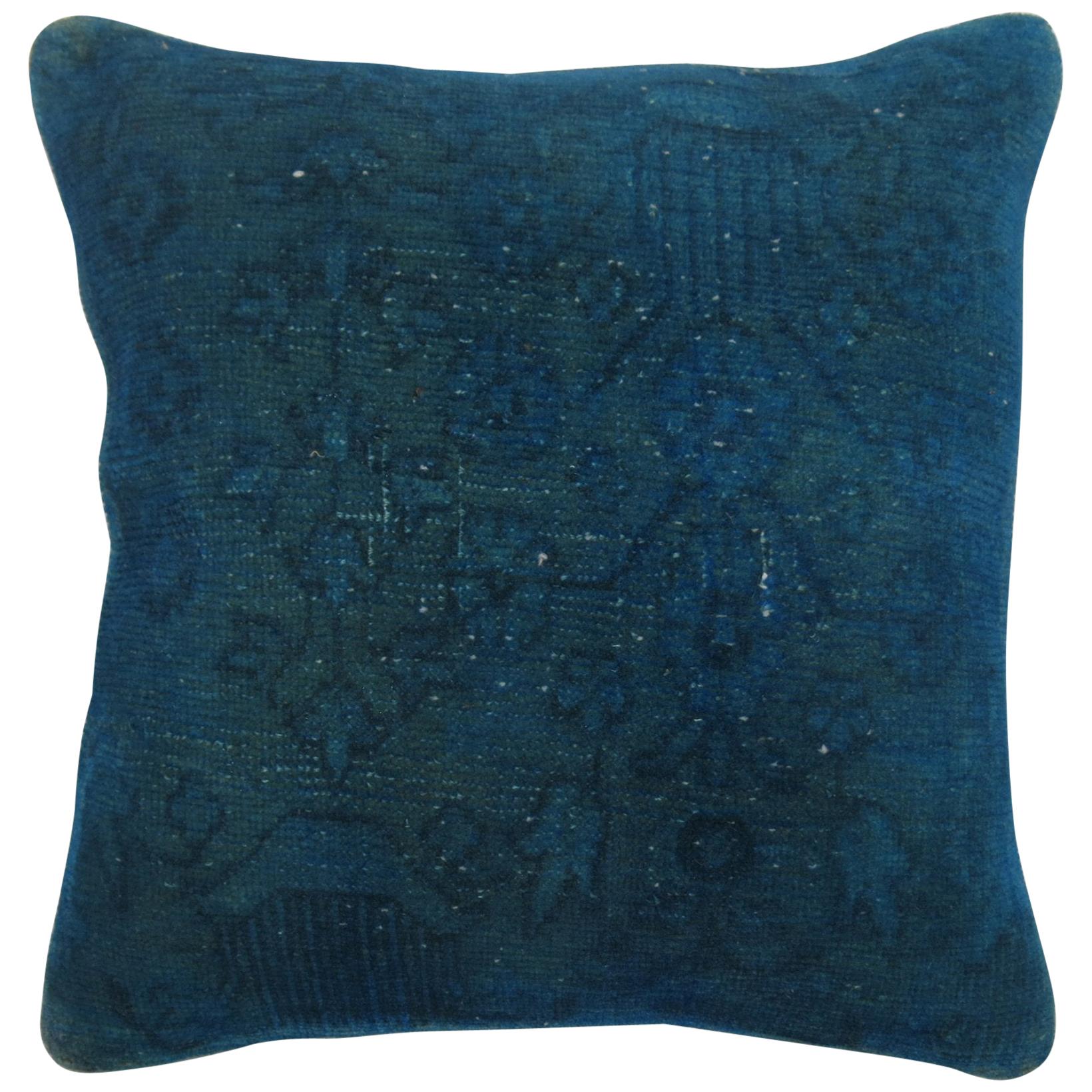 Blue Over Dyed Square Turkish Pillow For Sale