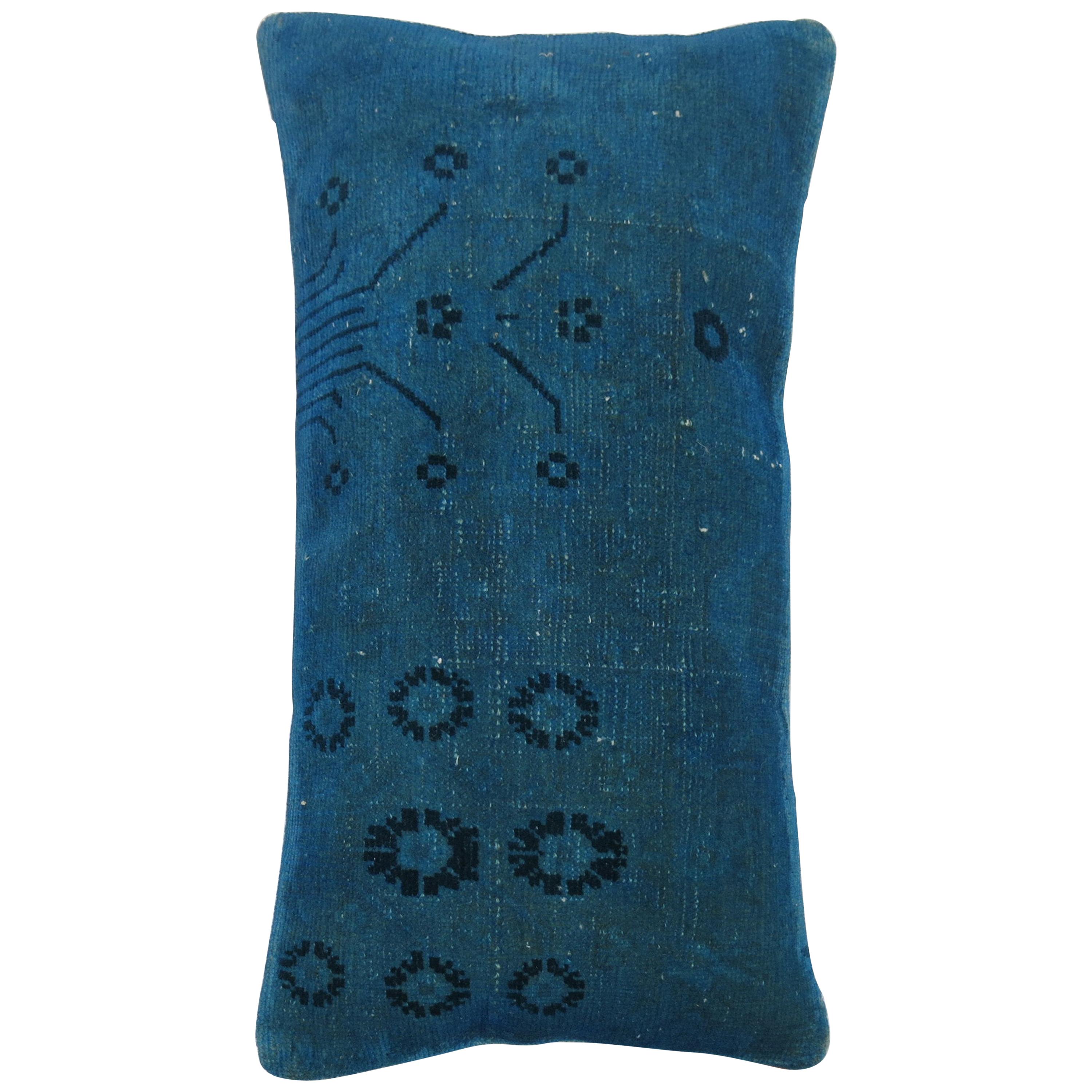 Blue Over-Dyed Turkish Pillow For Sale