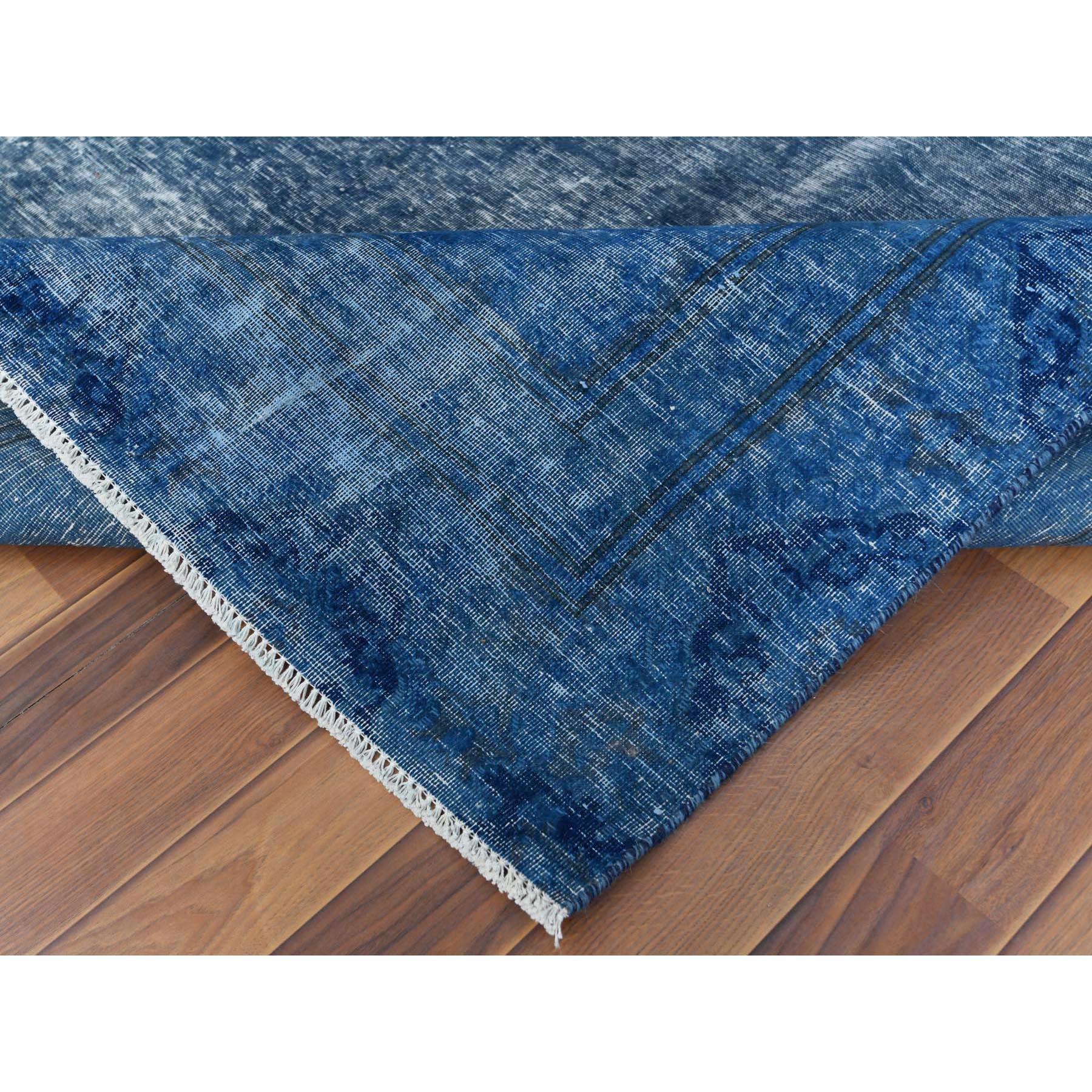 Wool Blue Overcast Vintage Persian Kerman Hand Knotted Oriental Rug