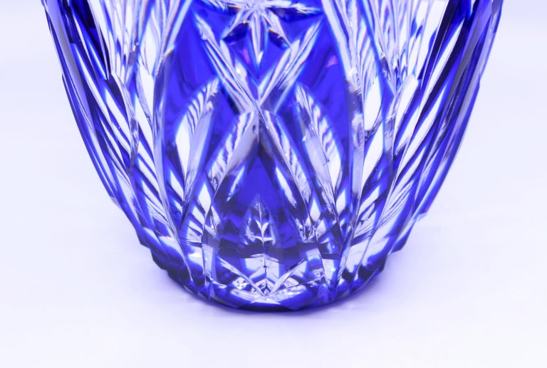 Blue Overlay Crystal Ice Bucket In Good Condition For Sale In Worcester, Worcestershire
