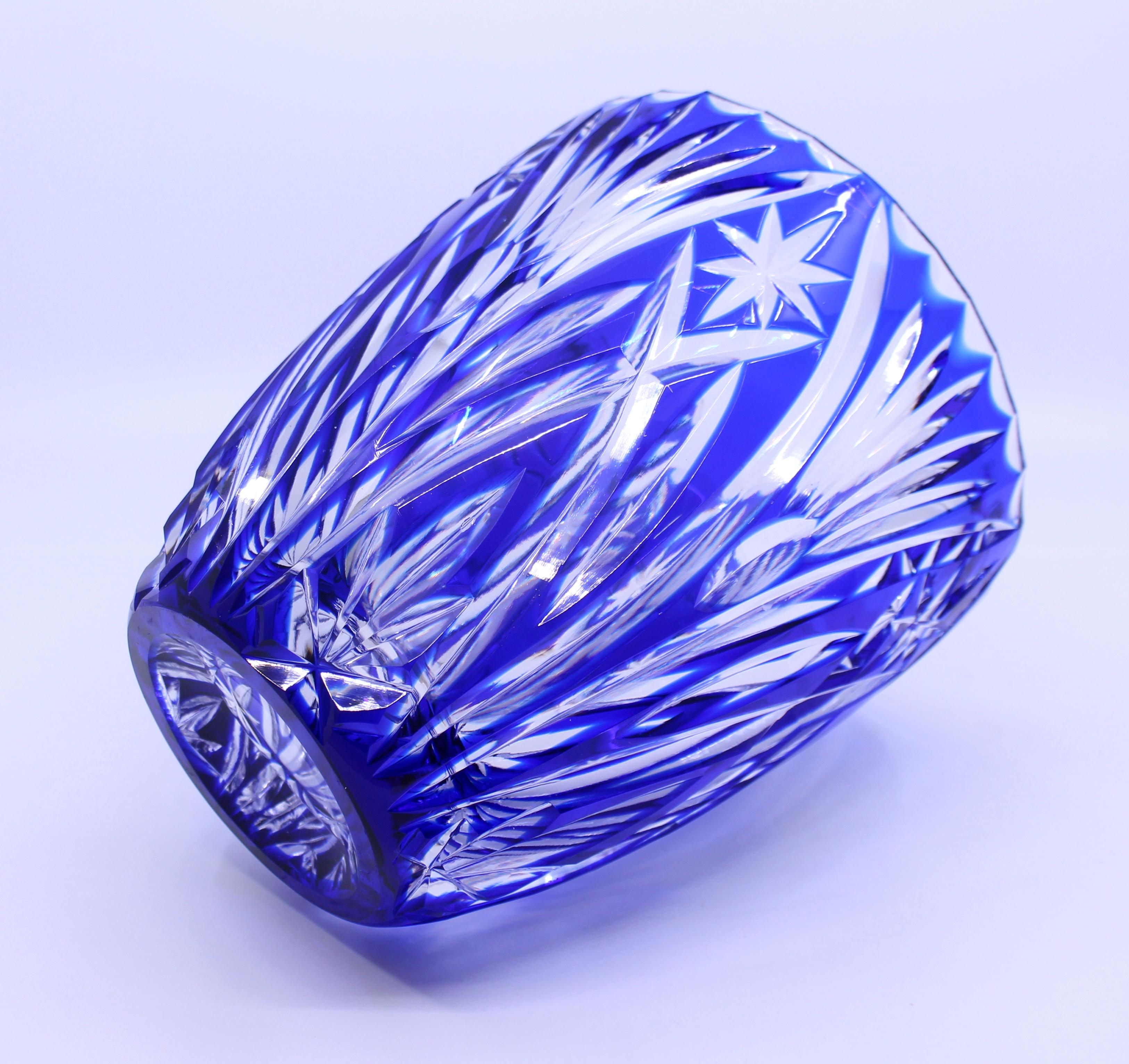 Blue Overlay Crystal Ice Bucket For Sale 1