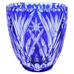Blue Overlay Crystal Ice Bucket
