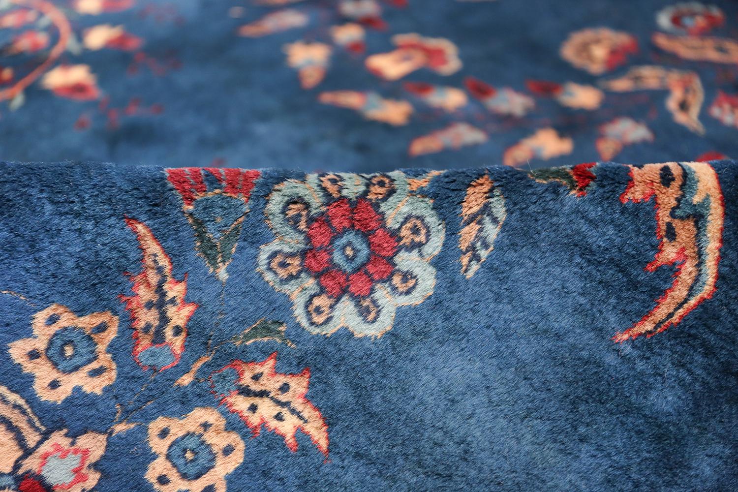 Blue Oversize Floral Antique Indian Rug. Size: 17 ft x 20 ft 10 in 4