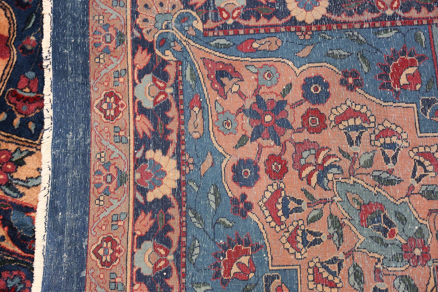 Blue Oversize Floral Antique Indian Rug. Size: 17 ft x 20 ft 10 in 5