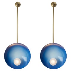 Blue Oyster Wall Mounted Lamp Pair by Carla Baz