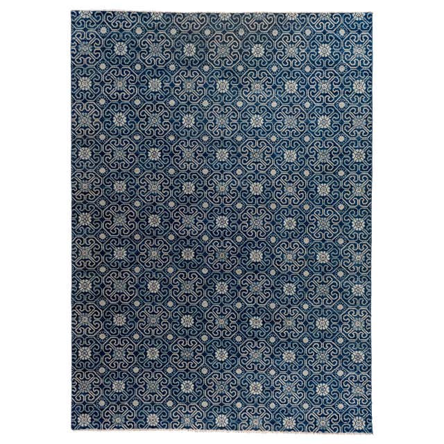 Blue Wave Wool Area Rug For Sale at 1stDibs | blue wave area rug, blue ...