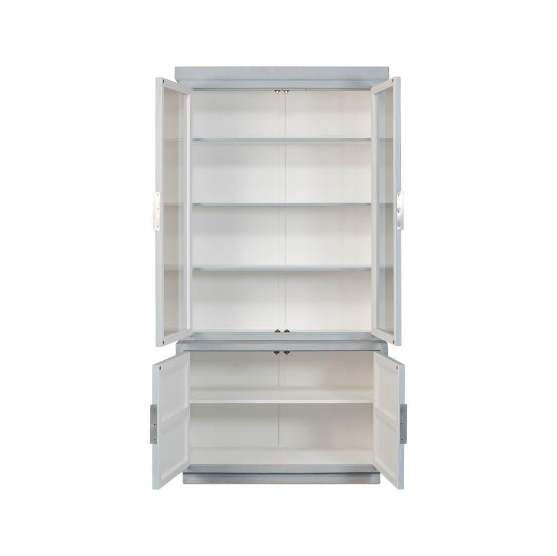 Rustic Blue Painted 48 Inch Bookcase For Sale