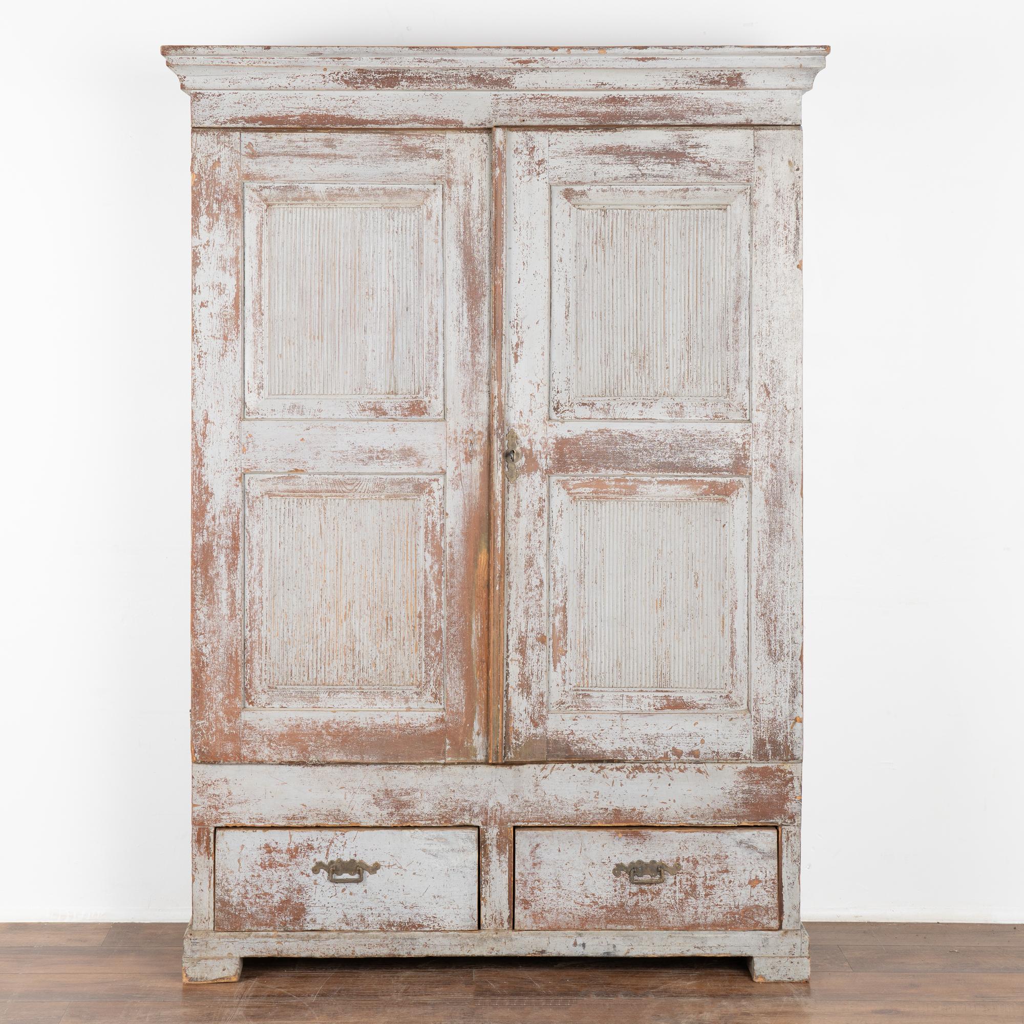 Swedish Blue Painted Armoire Cabinet from Sweden, circa 1820 For Sale