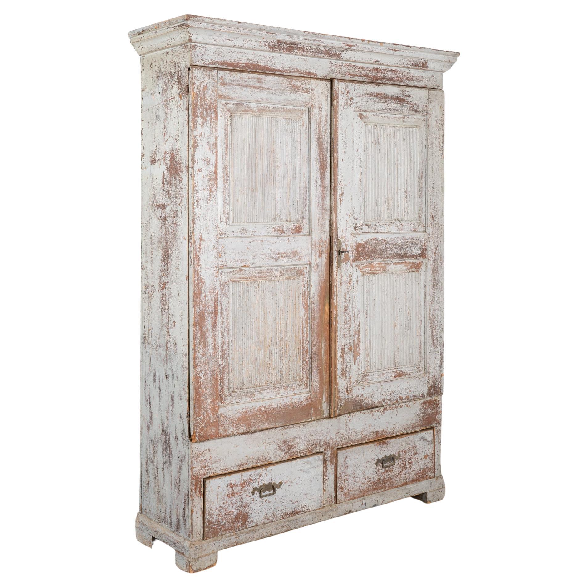 Blue Painted Armoire Cabinet from Sweden, circa 1820 For Sale