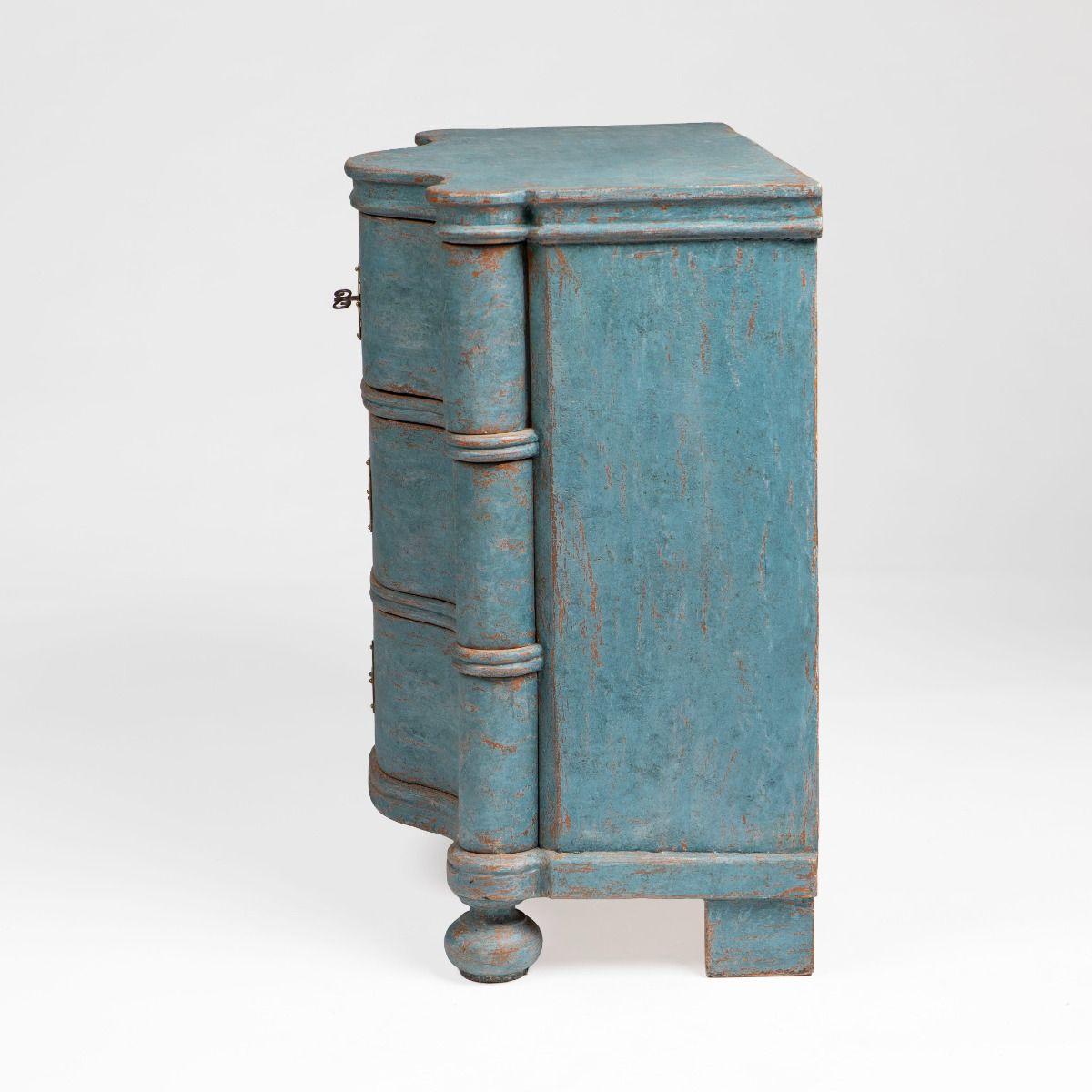 Cassettone barocco dipinto di blu In condizioni buone in vendita a Kastrup, DK