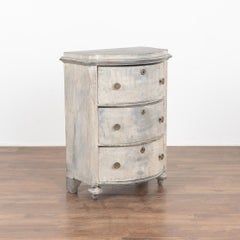 Blue Painted Bow Front Small Chest of Drawers, Sweden circa 1860-80