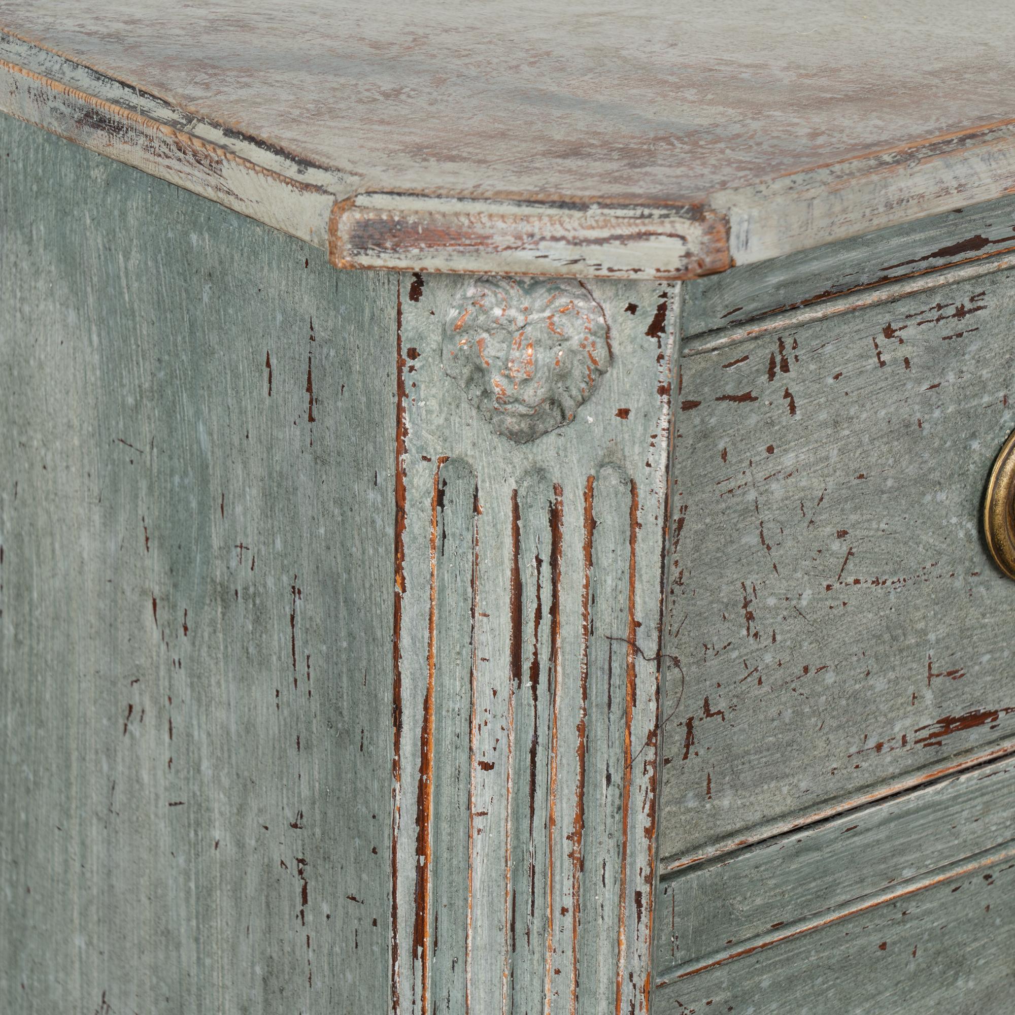 Blue Painted Chest of Three Drawers, Sweden circa 1820-40 1