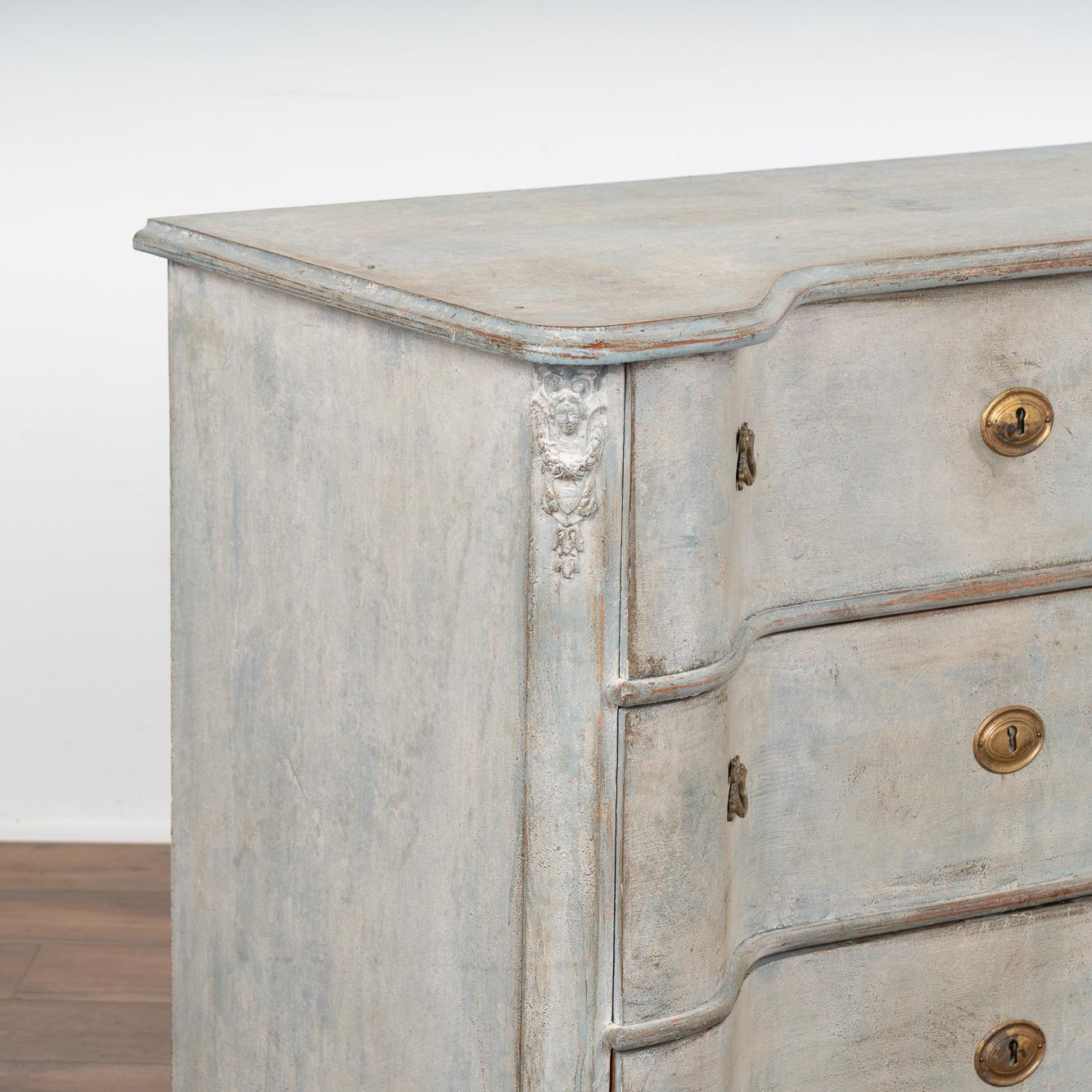 Blue Painted Chest of Three Drawers, Sweden circa 1870 1