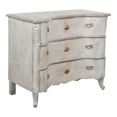 Blue Painted Chest of Three Drawers, Sweden circa 1870