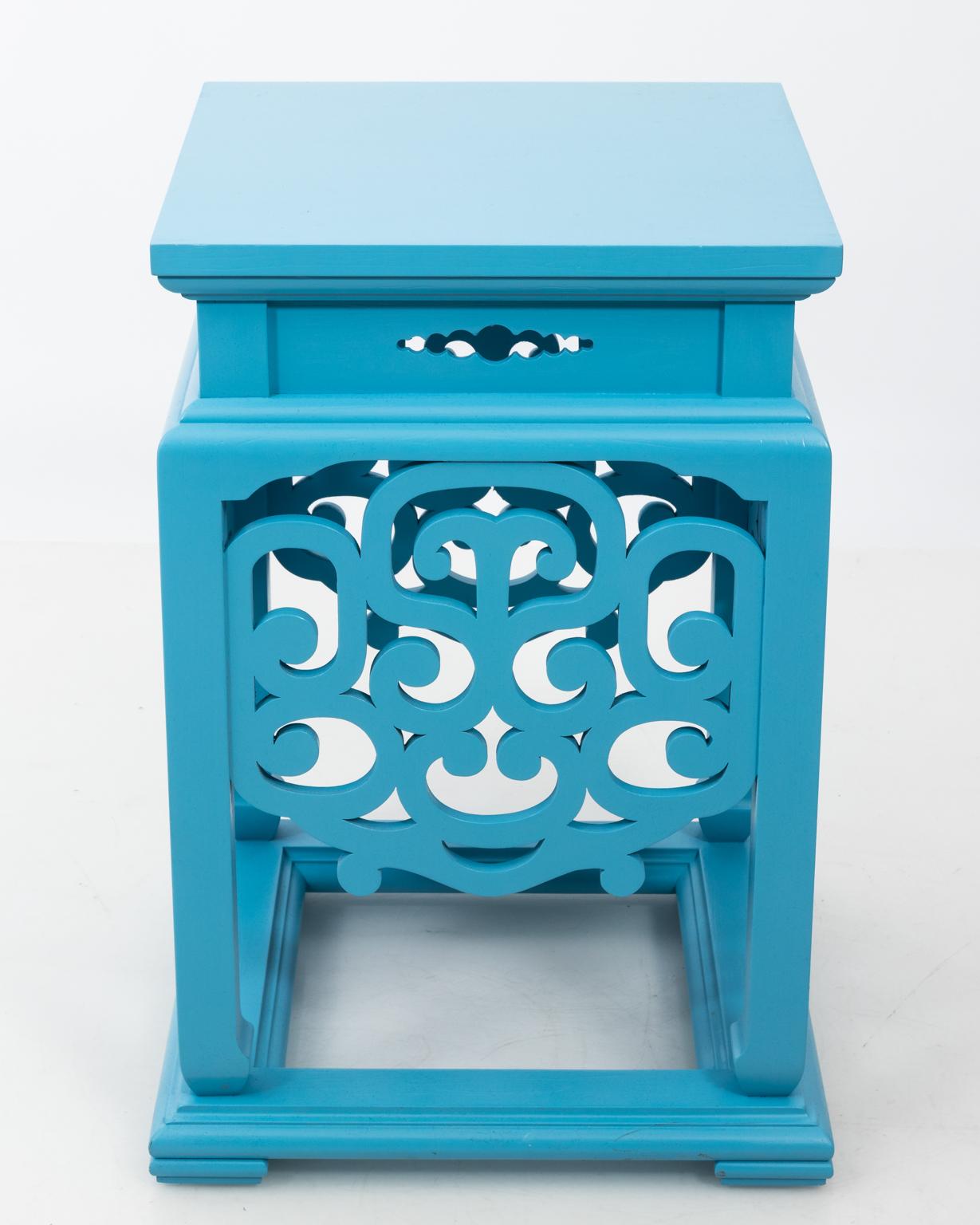 Blue Painted Chinese Garden Seat 1