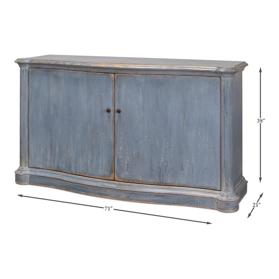 Blue Painted Country Bowfront Sideboard For Sale 4