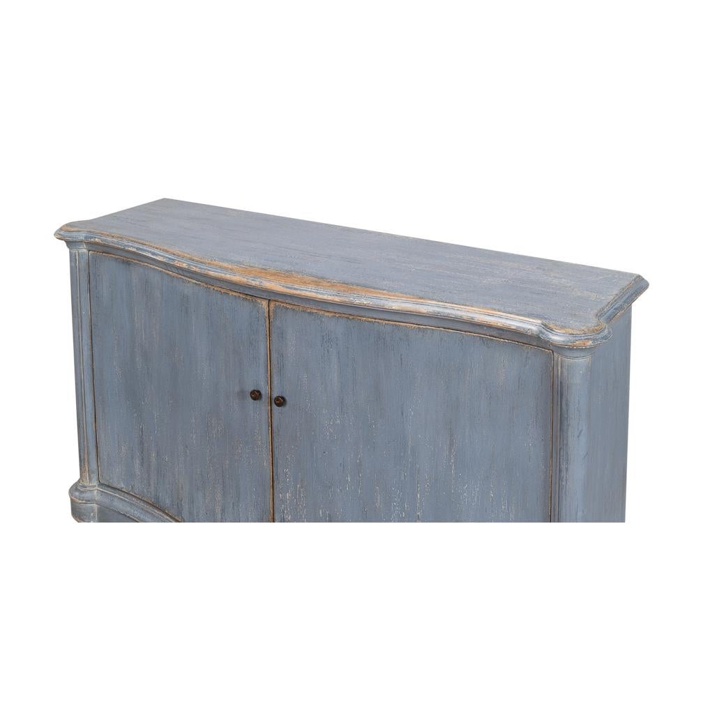 Blue Painted Country Bowfront Sideboard In New Condition For Sale In Westwood, NJ