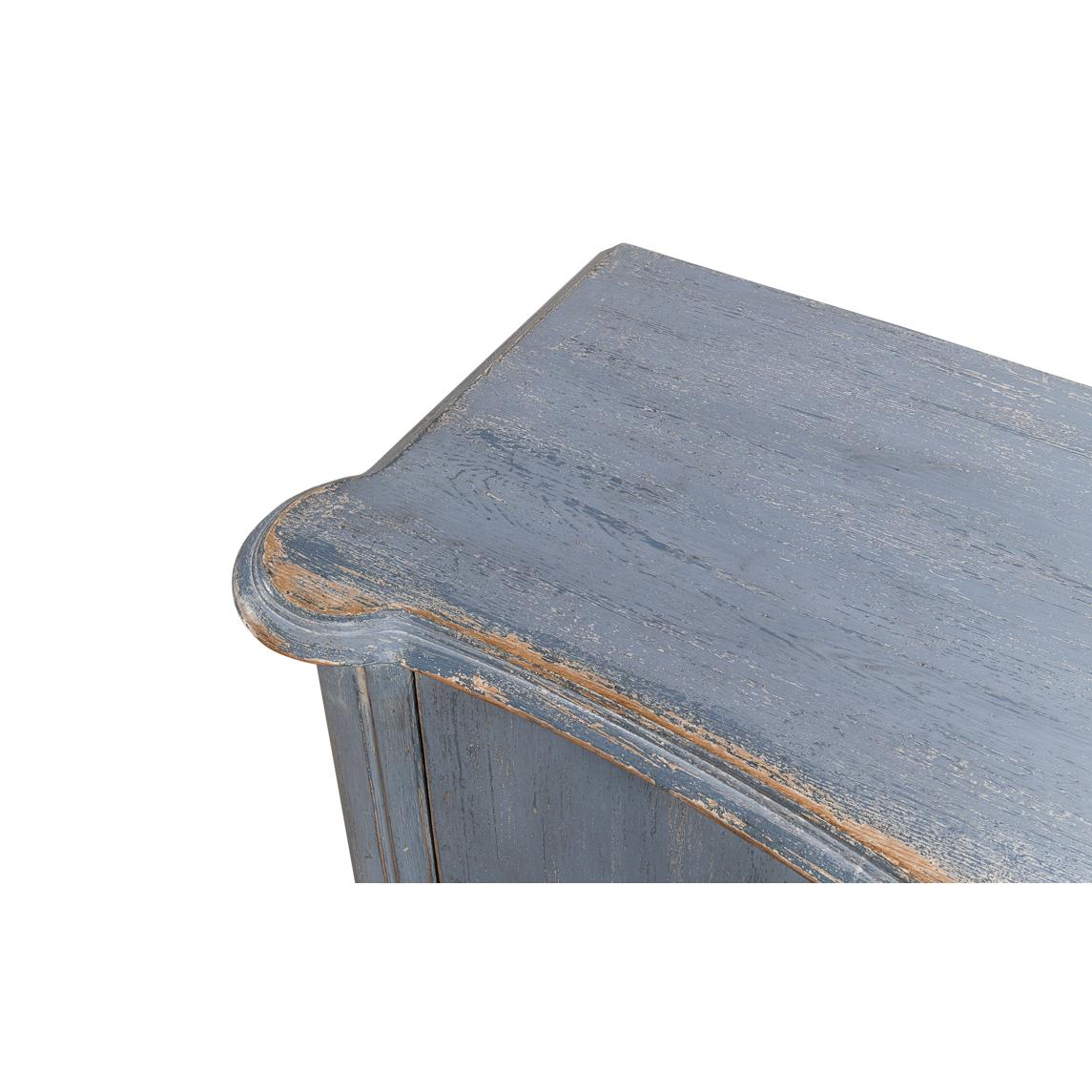 Contemporary Blue Painted Country Bowfront Sideboard For Sale