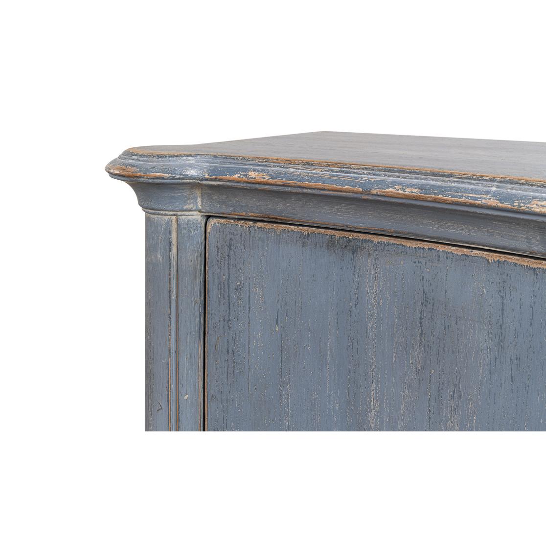 Wood Blue Painted Country Bowfront Sideboard For Sale