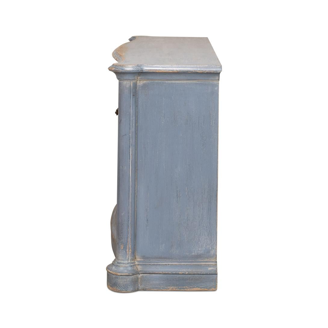 Blue Painted Country Bowfront Sideboard For Sale 1