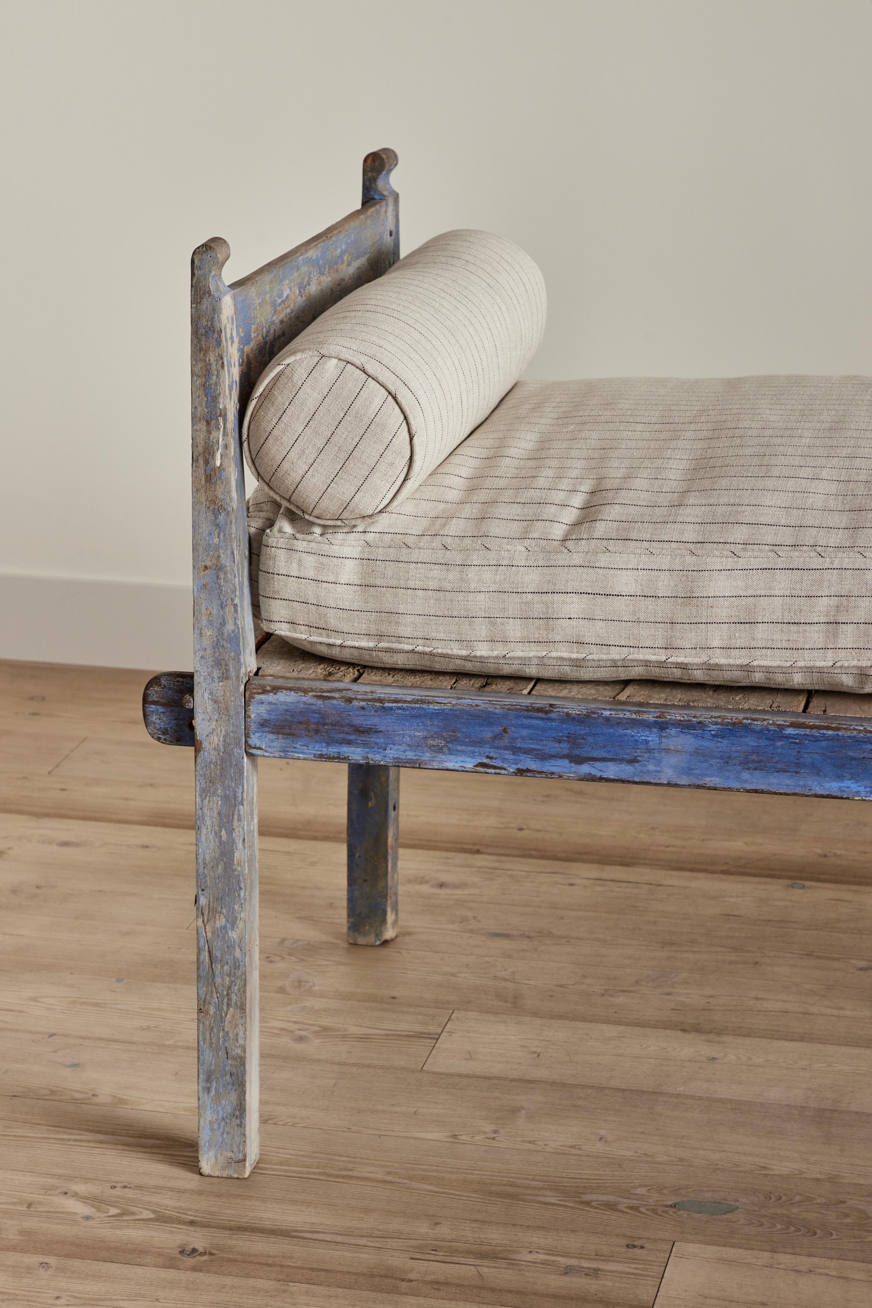 Linen Blue Painted Daybed For Sale