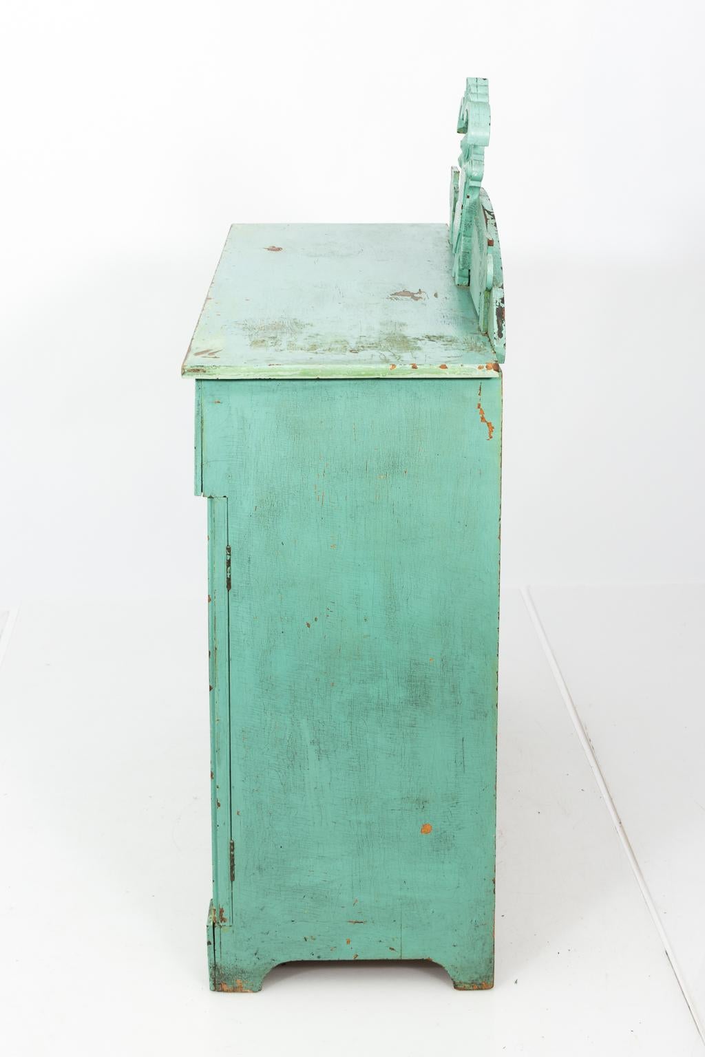 Blue Painted Eastlake Style Cupboard For Sale 10