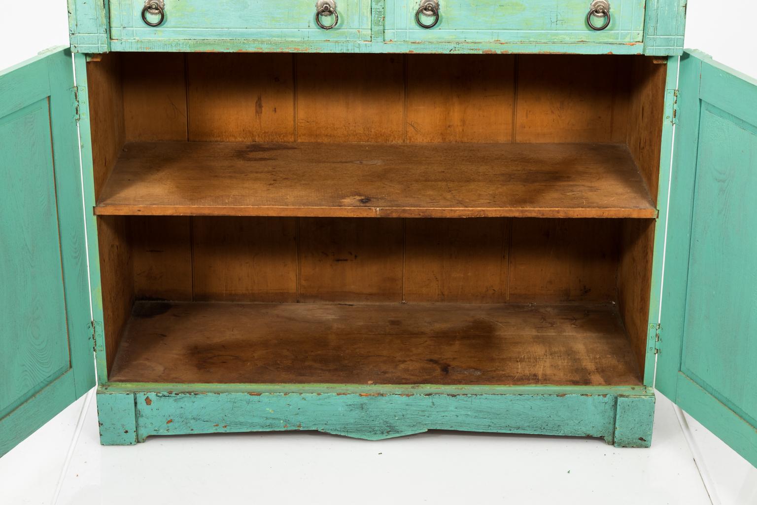 19th Century Blue Painted Eastlake Style Cupboard For Sale