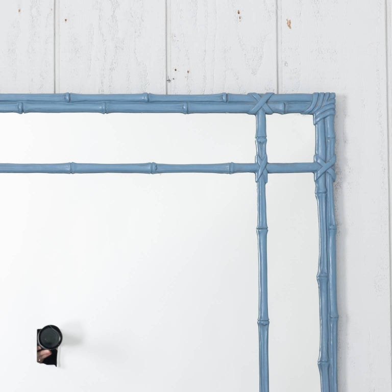 Blue Painted Faux Bamboo Mirror at 1stDibs | blue bamboo mirror ...