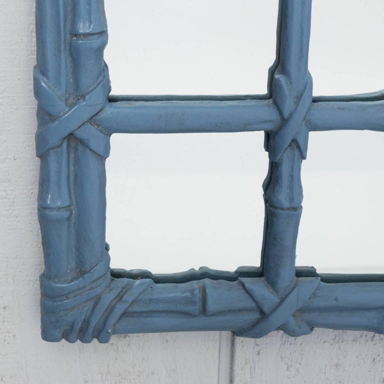 Blue Painted Faux Bamboo Mirror at 1stDibs blue bamboo mirror