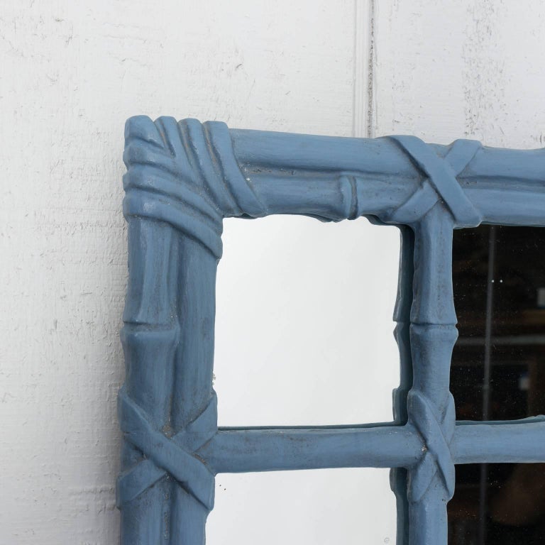 Blue Painted Faux Bamboo Mirror at 1stDibs blue bamboo mirror
