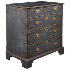 Blue Painted Georgian Chest of Drawers with Brass Handles