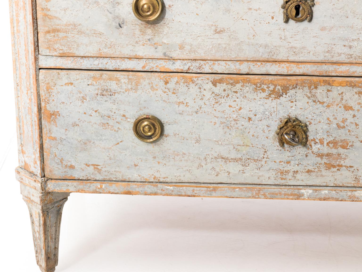 Blue Painted Gustavian Chest of Drawers For Sale 5