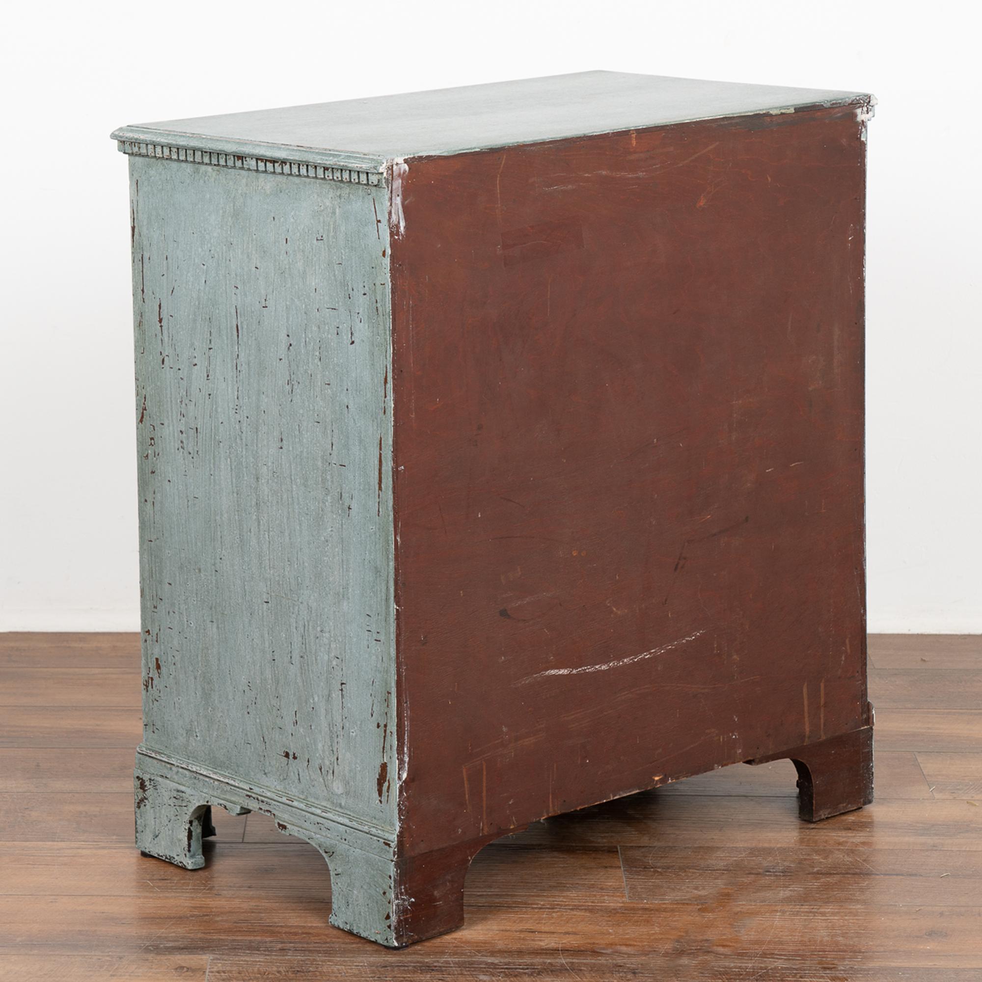 Blue Painted Gustavian Pine Chest of Three Drawers, Sweden circa 1820-40 8