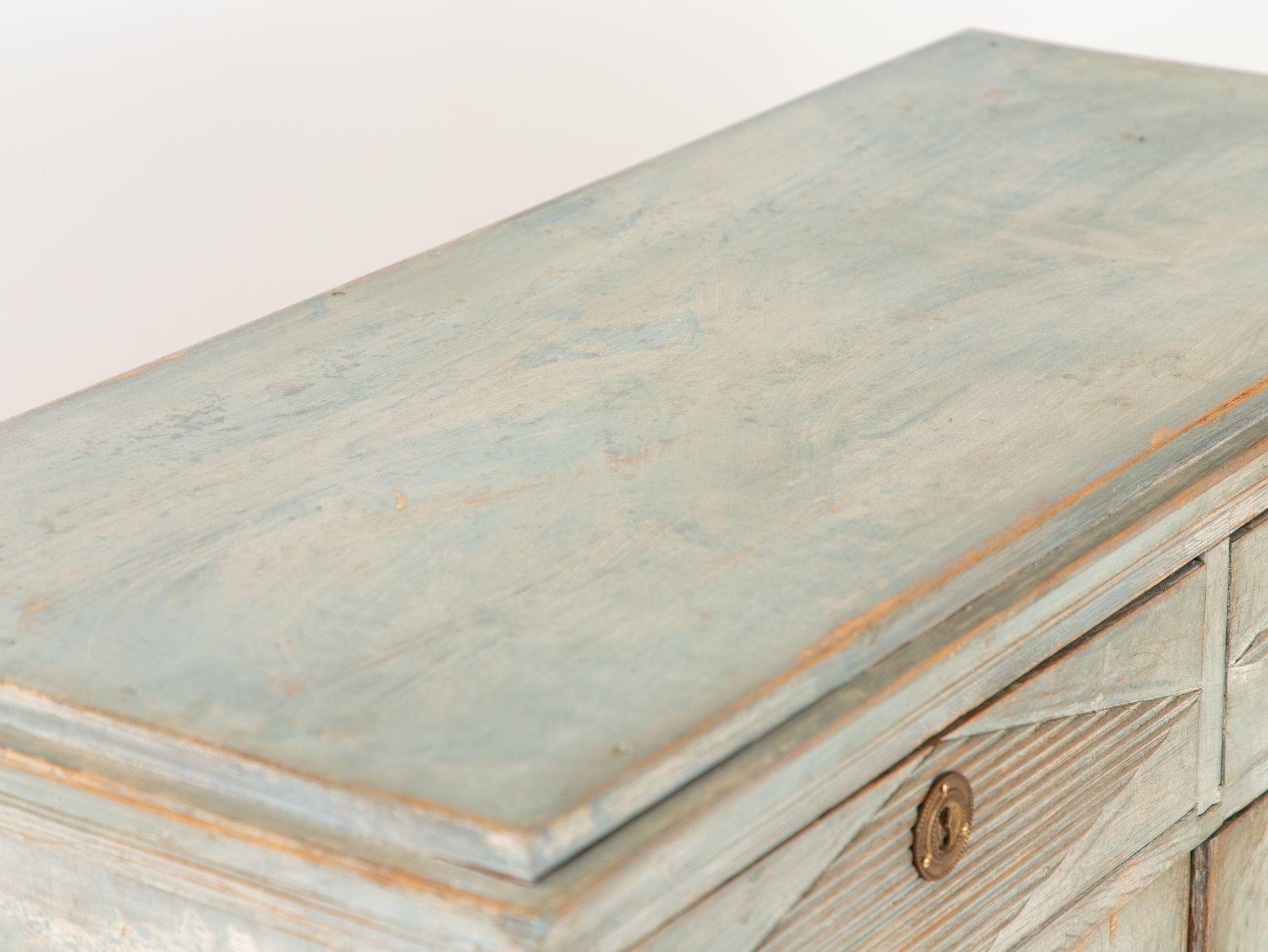 Blue Painted Gustavian Style Buffet, Late 19th Century For Sale 6
