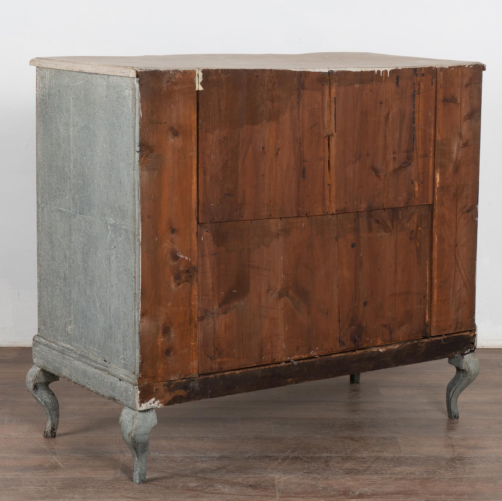 Blue Painted Large Rococo Oak Chest of Four Drawers, Sweden circa 1750-1800 8