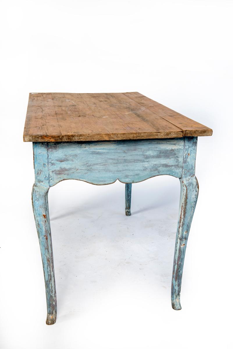 Blue Painted Louis XV Table with Cabriole legs 4