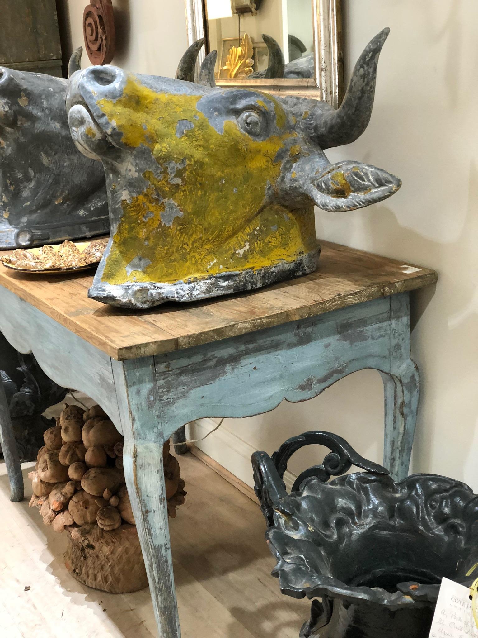 Blue Painted Louis XV Table with Cabriole legs 5